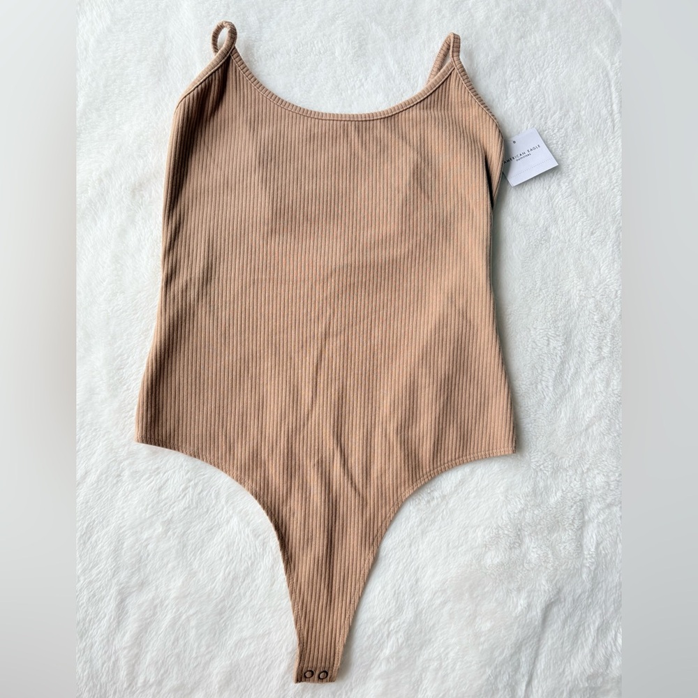 American Eagle Outfitters Ribbed Tan Camisole Bodysuit, NWT